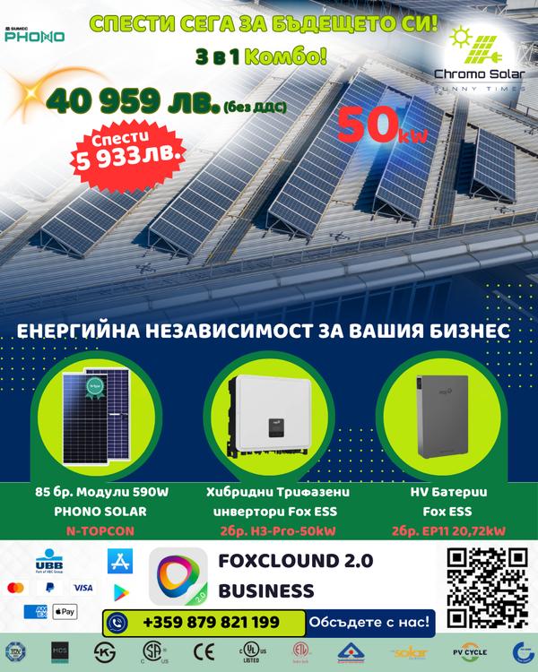 3 в 1 Комбо! 50kW Спести сега за бъдещето си! Промоционално изображение